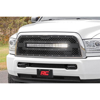 Rough Country® - 1-Pc Black Oval Laser Cut Mesh Main Grille with 1 x 30" LED Light Bar