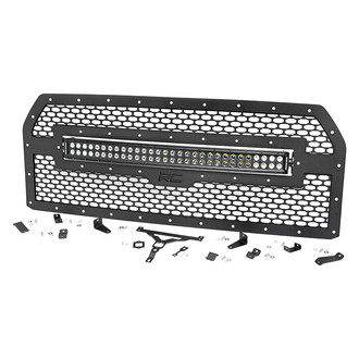 Rough Country® - 1-Pc Black Oval Laser Cut Mesh Main Grille with 1 x 30" LED Light Bar