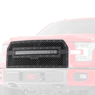 Rough Country® - 1-Pc Black Oval Laser Cut Mesh Main Grille with 1 x 30" LED Light Bar