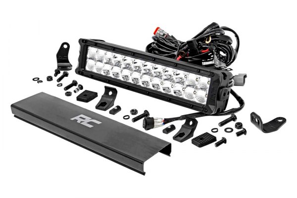 Rough Country® - Chrome Series 12" 120W Dual Row Combo Spot/Flood Beam LED Light Bar, with Cool White DRL, Full Set