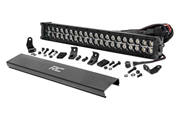 Rough Country® - Black Series 20" 200W Dual Row Combo Spot/Flood Beam LED Light Bar, with Amber DRL, Full Set