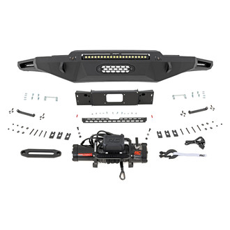 Rough Country® - Hybrid Full Width Black Powder Coated Front Winch HD Bumper
