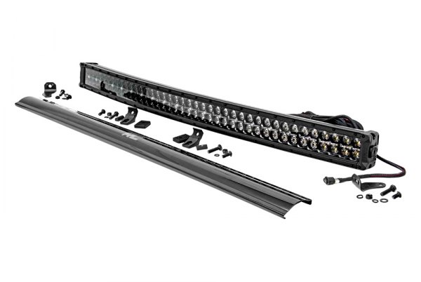 Rough Country® - Black Series 40" 400W Curved Dual Row Combo Spot/Flood Beam LED Light Bar, with Cool White DRL, Full Set