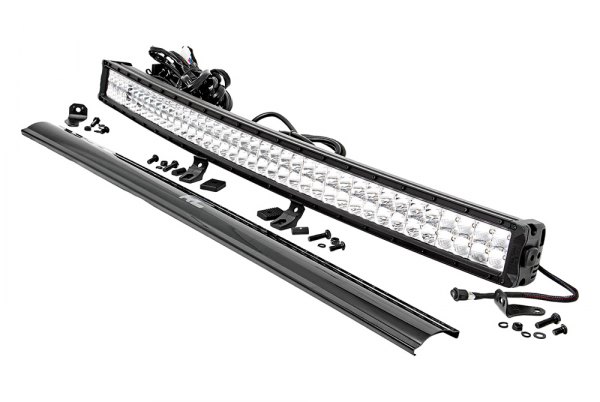 Rough Country® - Chrome Series 40" 400W Curved Dual Row Combo Spot/Flood Beam LED Light Bar, with Cool White DRL, Full Set