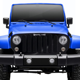 Royalty Core® - 1-Pc RCJK 1st Gen Retro Jeep Design Satin Black Mesh Main Grille