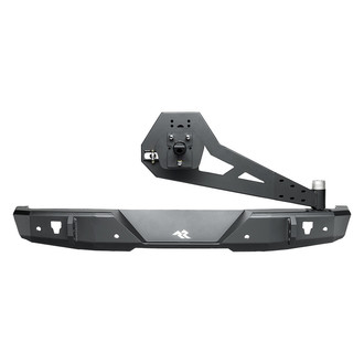 Rugged Ridge® - Full Width Black Powder Coated Rear HD Bumper with Swingout Tire Carrier