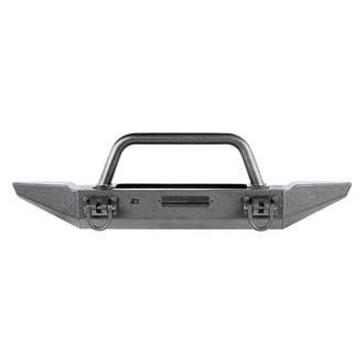 Rugged Ridge® - XHD Full Width Black Front Winch Modular Bumper with Hoop