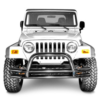 Rugged Ridge® - 3" Full Width Gloss Black Front Tubular Bumper with Hoop