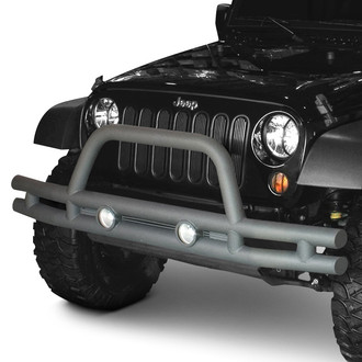 Rugged Ridge® - 3" Full Width Textured Black Front Tubular Bumper with Hoop