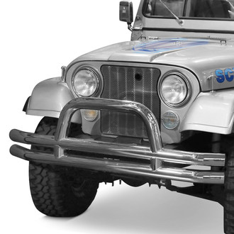 Rugged Ridge® - 3" Full Width Polished Front Tubular Bumper with Hoop