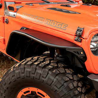 Rugged Ridge® - Hurricane Flat Smooth Black Front and Rear Fender Flares Kit