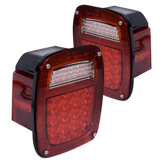 Rugged Ridge® - Driver and Passenger Side Chrome/Red LED Tail Lights