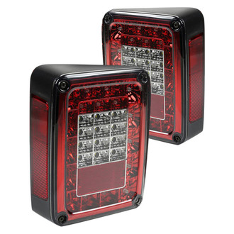 Rugged Ridge® - Driver and Passenger Side Black Red/Smoke LED Tail Lights