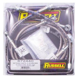 Russell® - Braided Stainless Steel Front Passenger Side Brake Hose Kit