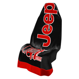 Seat Armour® - Towel 2 Go Black/Red Seat Cover with Jeep Wrangler Logo