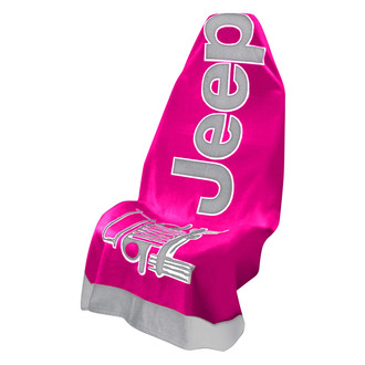 Seat Armour® - Towel 2 Go Pink Seat Cover with Jeep Wrangler Logo
