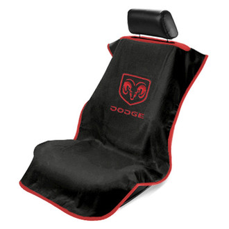 Seat Armour® - Black Towel Seat Cover with Old Style Dodge Logo