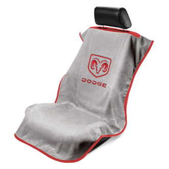 Seat Armour® - Gray Towel Seat Cover with Old Style Dodge Logo