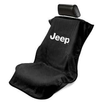 Seat Armour® - Black Towel Seat Cover with Jeep w/o Grille Logo