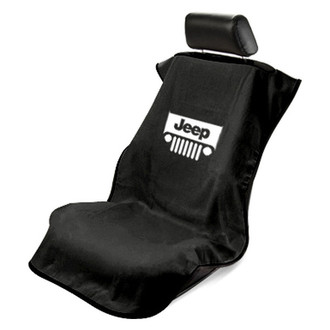 Seat Armour® - Black Towel Seat Cover with Jeep with Grille Logo