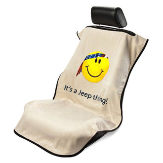 Seat Armour® - Tan Towel Seat Cover with Smiley Face Logo