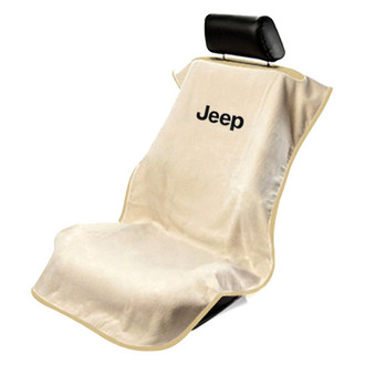 Seat Armour® - Tan Towel Seat Cover with Jeep w/o Grille Logo