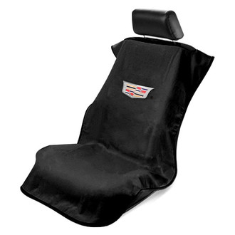 Seat Armour® - Black Towel Seat Cover with Cadillac Logo