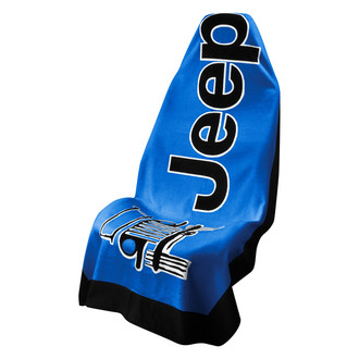 Seat Armour® - Towel 2 Go Blue Seat Cover with Jeep Wrangler Logo