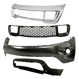 Sherman® - 4-Piece (Front Upper and Lower Bumper Cover, Front Bumper Grille, Grille Frame) (CAPA Certified)