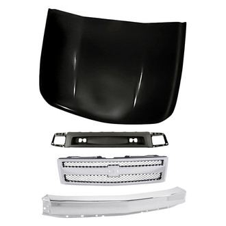 Sherman® - 4-Piece (Grille, Front Bumper Face Bar, Front Bumper Air Deflector, Hood Panel) (Value Line)