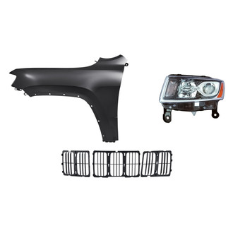 Sherman® - 3-Piece Kit (Driver Side Headlight, Grille, Front Driver Side Fender) (CAPA Certified)