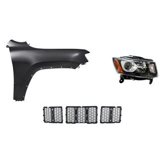 Sherman® - 3-Piece Kit (Passenger Side Headlight, Grille Insert, Front Passenger Side Fender) (CAPA Certified)