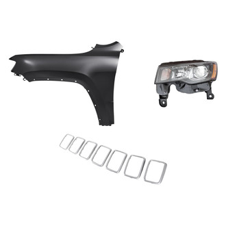 Sherman® - 3-Piece Kit (Driver Side Headlight, Grille Trim Ring, Front Driver Side Fender) (CAPA Certified)