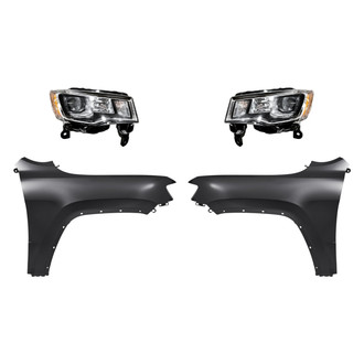 Sherman® - 4-Piece Kit (Driver and Passenger Side Headlights, Driver and Passenger Side Fenders) (CAPA Certified)