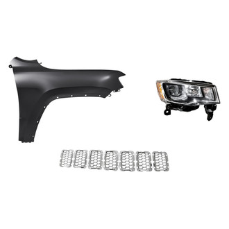 Sherman® - 3-Piece Kit (Passenger Side Headlight, Inner Grille Trim Ring, Front Passenger Side Fender) (CAPA Certified)