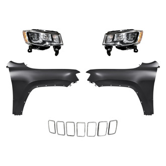 Sherman® - 5-Piece Kit (Driver and Passenger Side Headlights, Grille Molding, Driver and Passenger Side Fenders) (CAPA Certified)
