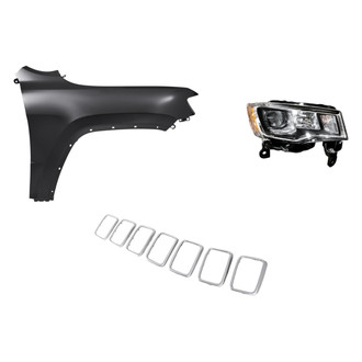 Sherman® - 3-Piece Kit (Passenger Side Headlight, Grille Trim Ring, Front Passenger Side Fender) (CAPA Certified)