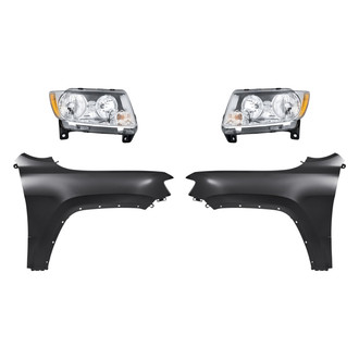 Sherman® - 4-Piece Kit (Driver and Passenger Side Headlights, Driver and Passenger Side Fenders) (CAPA Certified)