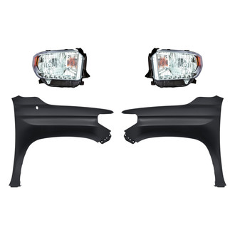 Sherman® - 4-Piece Kit (Driver and Passenger Side Headlights, Driver and Passenger Side Fenders) (CAPA Certified)