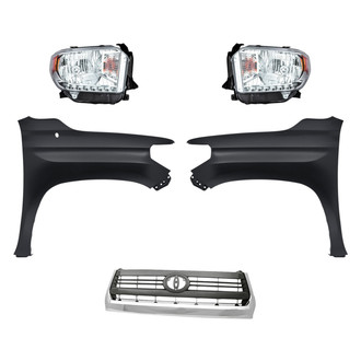 Sherman® - 5-Piece Kit (Driver and Passenger Side Headlights, Grille, Driver and Passenger Side Fenders) (CAPA Certified)