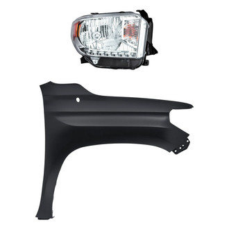 Sherman® - 2-Piece Kit (Passenger Side Headlight, Front Passenger Side Fender) (CAPA Certified)