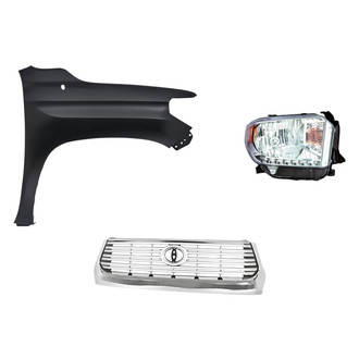 Sherman® - 3-Piece Kit (Passenger Side Headlight, Grille, Front Passenger Side Fender) (CAPA Certified)