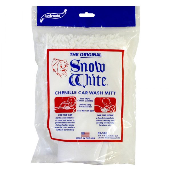 SM Arnold® - 8" x 11" Snow White Professional Heavy Duty Chenille Wash Mitt