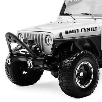 Smittybilt® - SRC Stubby Textured Black Front Winch HD Bumper with Stinger