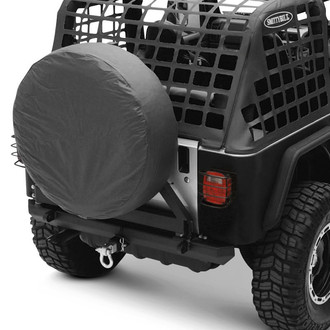 Smittybilt® - SRC Classic Stubby Textured Black Rear HD Bumper with Hitch Receiver and Tire Carrier