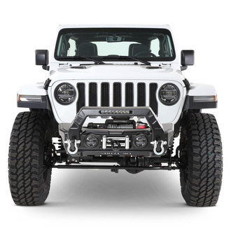Smittybilt® - Stryker Stubby Black Powder Coated Front Winch Modular Bumper with Hoop