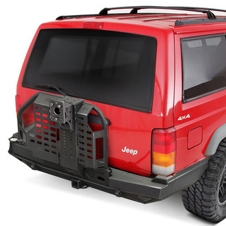 Smittybilt® - XRC Full Width Black Powder Coated Rear HD Bumper with Hitch and Tire Carrier