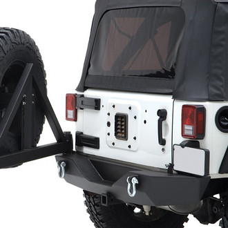 Smittybilt® - XRC Full Width Textured Black Rear HD Bumper with Hitch and Tire Carrier