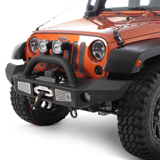 Smittybilt® - XRC Atlas Full Width Black Powder Coated Front Winch HD Bumper with Hoop