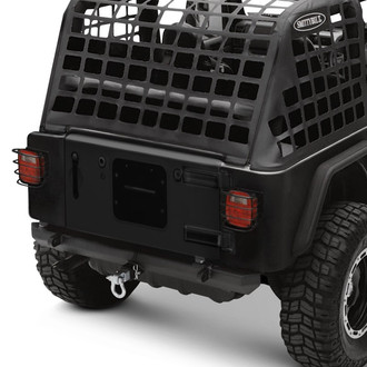 Smittybilt® - SRC Classic Stubby Textured Black Rear HD Bumper with Hitch Receiver